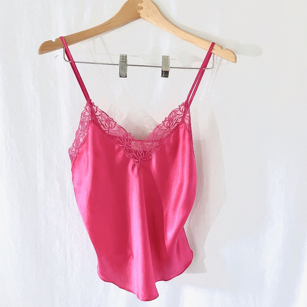 [Vintage] Hot Pink Lace Trim Cami